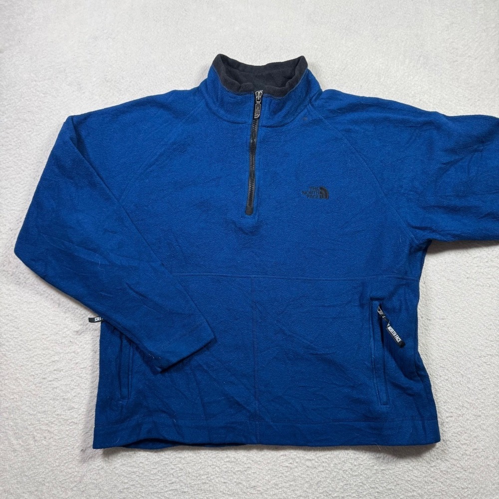 The North Face Fleece Pullover Mens Small Blue Good Polartec Quarter Zip USA